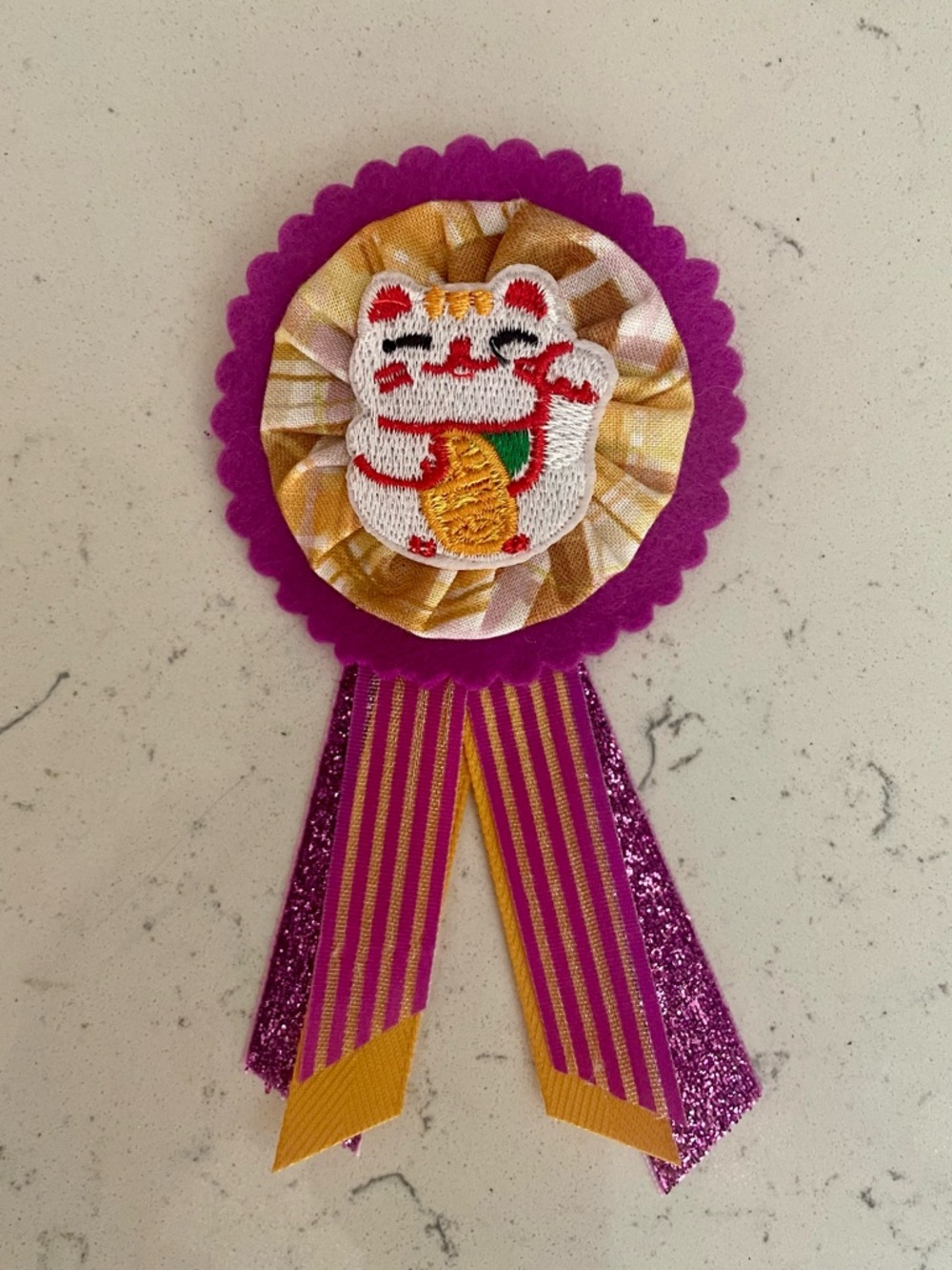 Mahjong Mum Ribbon Brooch - Purple